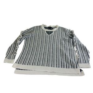 Rock & Republic sweater XL black white laces keyhole pull over
